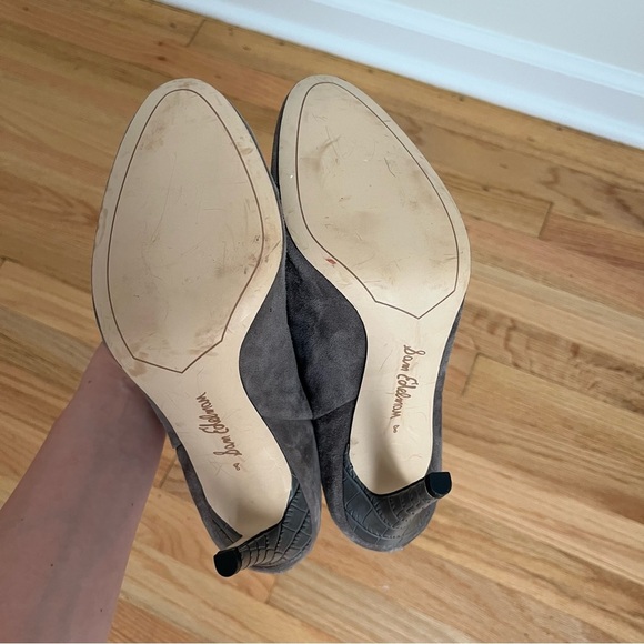 Sam Edelman Kourtney Gray Leather Suede Crocodile Heel Ankle Boots Size 8M - Picture 10 of 15